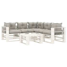 Garden pallet furniture set 6 pieces wood with taupe cushions by vidaXL, Garden sets - Ref: Foro24-3052418, Price: 602,99 €, ...