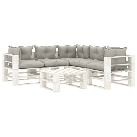 Set muebles de palets de jardín 6 pzas madera cojines taupe de vidaXL, Conjuntos de jardín - Ref: Foro24-3052418, Precio: 602...