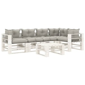 Garden pallet furniture set 6 pieces wood with taupe cushions by vidaXL, Garden sets - Ref: Foro24-3052407, Price: 602,69 €, ...