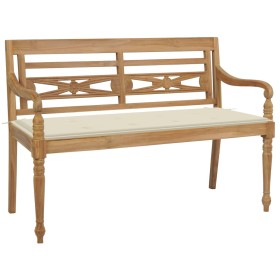 Batavia solid teak wood bench with cream cushion 120 cm by vidaXL, garden benches - Ref: Foro24-3062156, Price: 210,14 €, Dis...