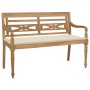 Batavia solid teak wood bench with cream cushion 120 cm by vidaXL, garden benches - Ref: Foro24-3062156, Price: 209,89 €, Dis...