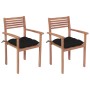 Garden chairs 2 pcs solid teak wood with black cushions by vidaXL, Garden chairs - Ref: Foro24-3062284, Price: 178,73 €, Disc...