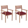 Garden chairs 2 pcs teak wood with red cushions by vidaXL, Garden chairs - Ref: Foro24-3062286, Price: 180,58 €, Discount: %