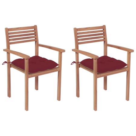 Garden chairs 2 pcs teak wood with red cushions by vidaXL, Garden chairs - Ref: Foro24-3062286, Price: 180,58 €, Discount: %