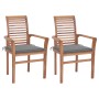 Dining chairs 2 pcs solid teak wood with gray cushions by vidaXL, Garden chairs - Ref: Foro24-3062596, Price: 212,79 €, Disco...