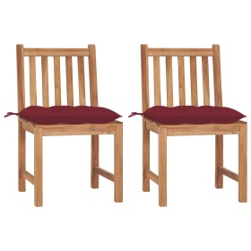 Garden chairs 2 units solid teak wood with cushions by vidaXL, Garden chairs - Ref: Foro24-3062940, Price: 214,68 €, Discount: %