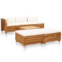 Muebles de jardín 6 pzas y cojines madera acacia blanco crema de vidaXL, Conjuntos de jardín - Ref: Foro24-46679, Precio: 784...