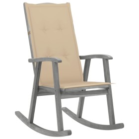 Silla mecedora con cojines madera maciza de acacia gris de vidaXL, Sillas de jardín - Ref: Foro24-3064212, Precio: 206,14 €, ...