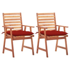 Garden dining chairs 2 pcs solid acacia wood and cushions by vidaXL, Garden chairs - Ref: Foro24-3064341, Price: 131,99 €, Di...