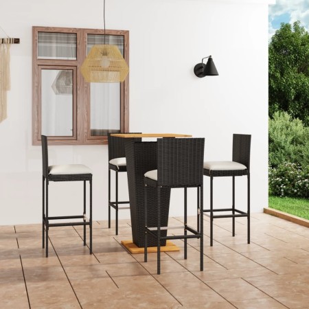 5-teiliges Garten-Barmöbel-Set und schwarze PE-Rattan-Kissen von vidaXL, Gartensets - Ref: Foro24-3064858, Preis: 383,40 €, R...