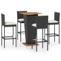 Set de muebles de bar de jardín 5 pzas y cojines ratán PE negro de vidaXL, Conjuntos de jardín - Ref: Foro24-3064858, Precio:...