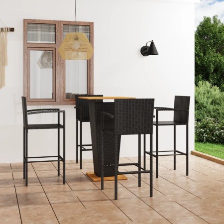 Conjunto de bar para jardín 5 piezas negro de vidaXL, Conjuntos de jardín - Ref: Foro24-3064866, Precio: 345,82 €, Descuento: %