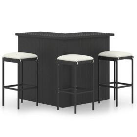 4-piece garden bar set and black synthetic rattan cushions by vidaXL, Garden sets - Ref: Foro24-3064923, Price: 330,99 €, Dis...