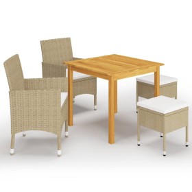 Juego de comedor de jardín de 5 piezas beige de vidaXL, Conjuntos de jardín - Ref: Foro24-3067685, Precio: 309,99 €, Descuent...