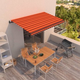 Toldo retráctil manual naranja y marrón 400x350 cm de vidaXL, Toldos - Ref: Foro24-3069190, Precio: 476,80 €, Descuento: %