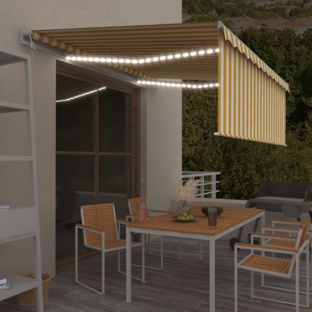 Automatic awning with LED blinds wind sensor yellow 4x3 m by vidaXL, Awnings - Ref: Foro24-3069313, Price: 650,64 €, Discount: %