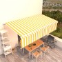 Manual retractable awning with yellow and white blinds 6x3 m by vidaXL, Awnings - Ref: Foro24-3069358, Price: 531,43 €, Disco...