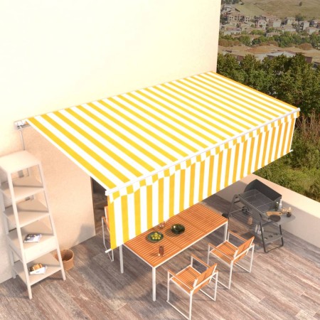 Toldo retráctil manual con persiana amarillo y blanco 6x3 m de vidaXL, Toldos - Ref: Foro24-3069358, Precio: 565,47 €, Descue...