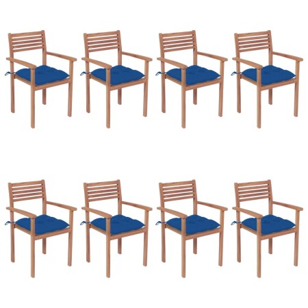 Stackable garden chairs 8 units teak wood with cushions by vidaXL, Garden chairs - Ref: Foro24-3072625, Price: 665,62 €, Disc...