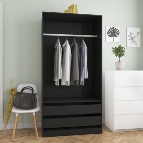 Armario de madera contrachapada negro 100x50x200 cm de vidaXL, Armarios roperos - Ref: Foro24-800604, Precio: 146,99 €, Descu...