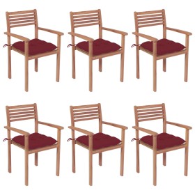 Stackable garden chairs 6 pcs teak wood with cushions by vidaXL, Garden chairs - Ref: Foro24-3072596, Price: 492,35 €, Discou...