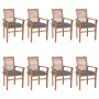 Dining chairs 8 units teak wood with gray cushions by vidaXL, Garden chairs - Ref: Foro24-3072989, Price: 741,99 €, Discount: %