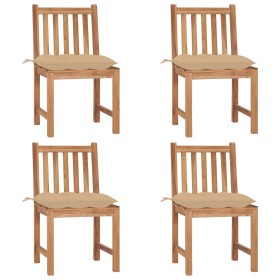 Garden chairs 4 units solid teak wood with cushions by vidaXL, Garden chairs - Ref: Foro24-3073106, Price: 418,68 €, Discount: %