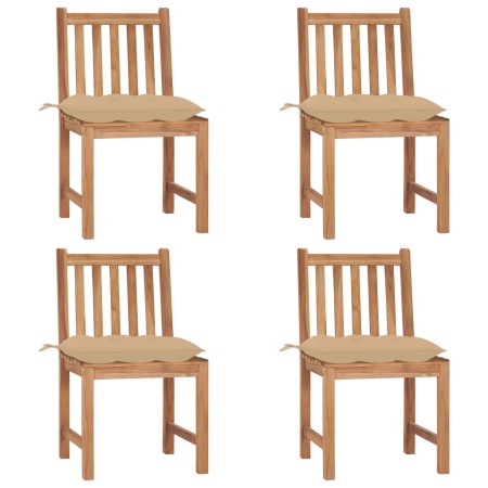 Garden chairs 4 units solid teak wood with cushions by vidaXL, Garden chairs - Ref: Foro24-3073106, Price: 418,68 €, Discount: %