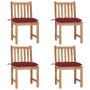 Garden chairs 4 units solid teak wood with cushions by vidaXL, Garden chairs - Ref: Foro24-3073112, Price: 418,68 €, Discount: %