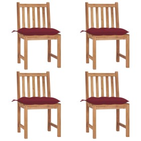 Garden chairs 4 units solid teak wood with cushions by vidaXL, Garden chairs - Ref: Foro24-3073112, Price: 418,25 €, Discount: %