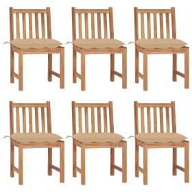 Garden chairs 6 units with solid teak wood cushions by vidaXL, Garden chairs - Ref: Foro24-3073133, Price: 625,41 €, Discount: %