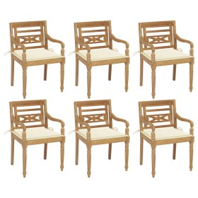 Batavia chairs 6 units solid teak wood with cushions by vidaXL, Garden chairs - Ref: Foro24-3073324, Price: 712,99 €, Discoun...