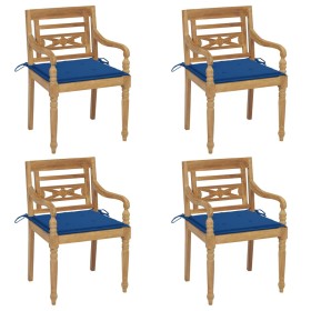 Batavia chairs 4 units solid teak wood with cushions by vidaXL, Garden chairs - Ref: Foro24-3073305, Price: 484,80 €, Discoun...