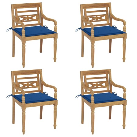 Batavia chairs 4 units solid teak wood with cushions by vidaXL, Garden chairs - Ref: Foro24-3073305, Price: 484,80 €, Discoun...