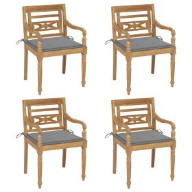 Batavia chairs 4 units solid teak wood with cushions by vidaXL, Garden chairs - Ref: Foro24-3073296, Price: 483,90 €, Discoun...