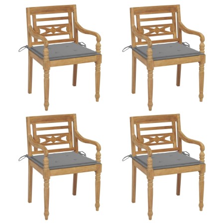 Batavia chairs 4 units solid teak wood with cushions by vidaXL, Garden chairs - Ref: Foro24-3073296, Price: 483,99 €, Discoun...