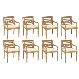 Batavia chairs 8 units solid teak wood with cushions by vidaXL, Garden chairs - Ref: Foro24-3073351, Price: 965,99 €, Discoun...