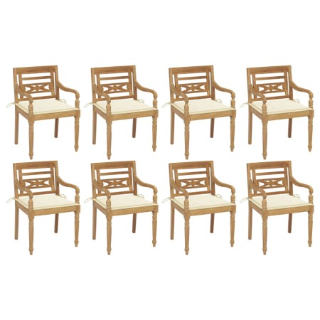 Batavia chairs 8 units solid teak wood with cushions by vidaXL, Garden chairs - Ref: Foro24-3073351, Price: 965,30 €, Discoun...