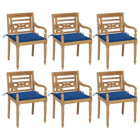 Batavia chairs 6 units solid teak wood with cushions by vidaXL, Garden chairs - Ref: Foro24-3073332, Price: 723,99 €, Discoun...