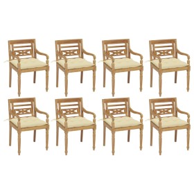 Batavia chairs 8 units solid teak wood with cushions by vidaXL, Garden chairs - Ref: Foro24-3073366, Price: 919,99 €, Discoun...