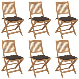 6 pcs folding garden chairs and solid acacia wood cushions by vidaXL, Garden chairs - Ref: Foro24-3075017, Price: 310,97 €, D...