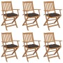 6 pcs folding garden chairs and solid acacia wood cushions by vidaXL, Garden chairs - Ref: Foro24-3074963, Price: 334,71 €, D...