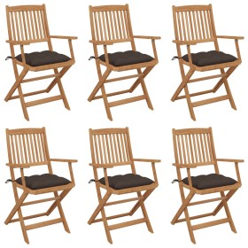 6 pcs folding garden chairs and solid acacia wood cushions by vidaXL, Garden chairs - Ref: Foro24-3074963, Price: 338,04 €, D...