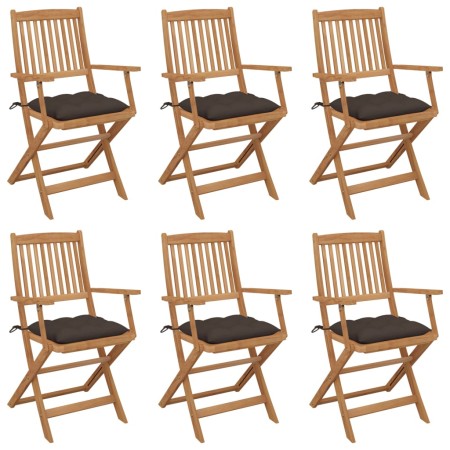 6 pcs folding garden chairs and solid acacia wood cushions by vidaXL, Garden chairs - Ref: Foro24-3074963, Price: 334,71 €, D...