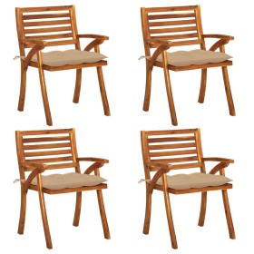 Garden chairs with cushions 4 units solid acacia wood by vidaXL, Garden chairs - Ref: Foro24-3075192, Price: 373,27 €, Discou...