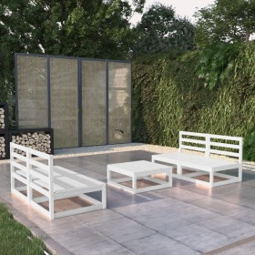 5-piece garden lounge set white solid pine wood by vidaXL, Garden sets - Ref: Foro24-3075240, Price: 286,18 €, Discount: %