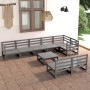 Muebles de jardín 9 piezas gris madera de pino maciza de vidaXL, Conjuntos de jardín - Ref: Foro24-3075621, Precio: 558,09 €,...