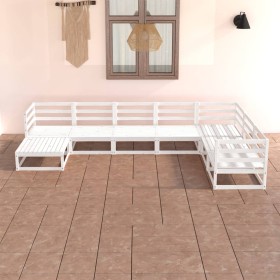 7-teiliges Gartenlounge-Set aus weißem massivem Kiefernholz von vidaXL, Gartensets - Ref: Foro24-3075705, Preis: 382,99 €, Ra...