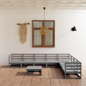 Garden furniture 9 pieces gray solid pine wood by vidaXL, Garden sets - Ref: Foro24-3075841, Price: 558,09 €, Discount: %