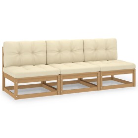 3-seater garden sofa with solid pine wood cushions by vidaXL, Outdoor sofas - Ref: Foro24-3076352, Price: 312,99 €, Discount: %